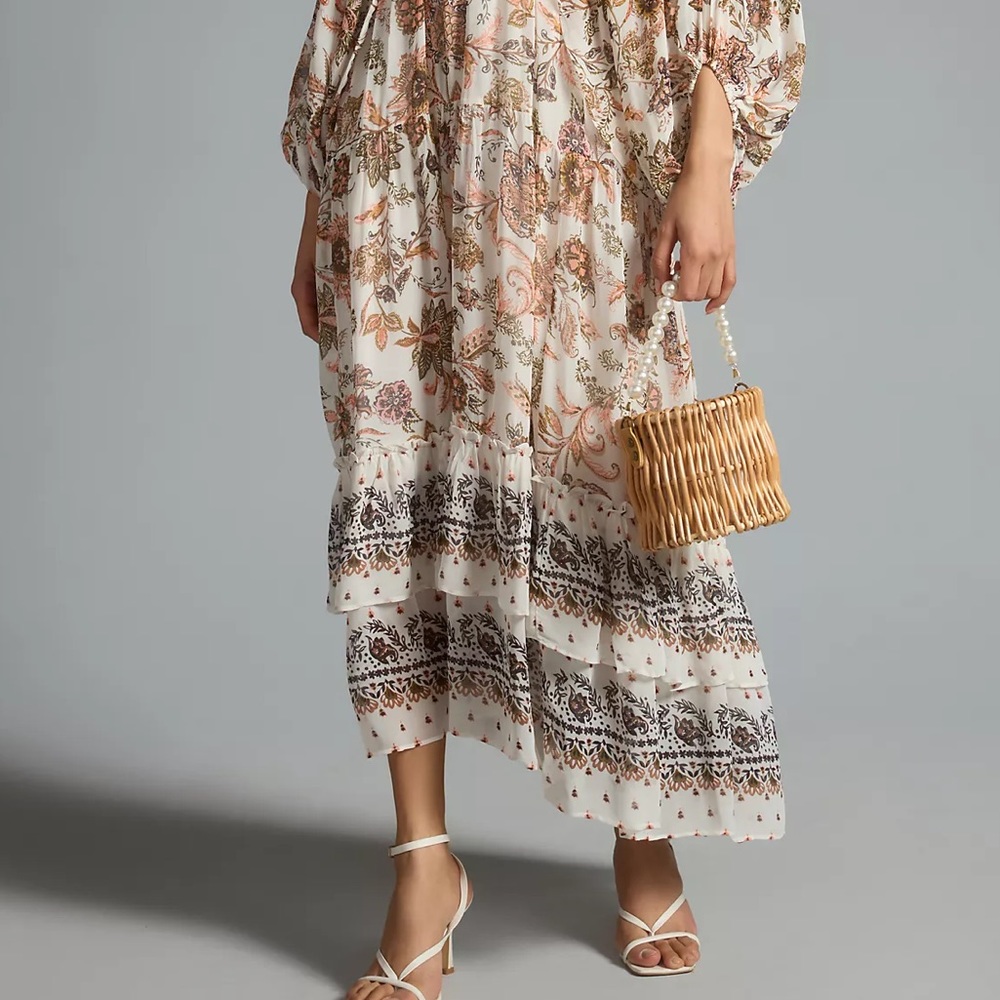 V-Neck Long-Sleeve Floral Paisley Maxi Dress - Picture 10 of 15